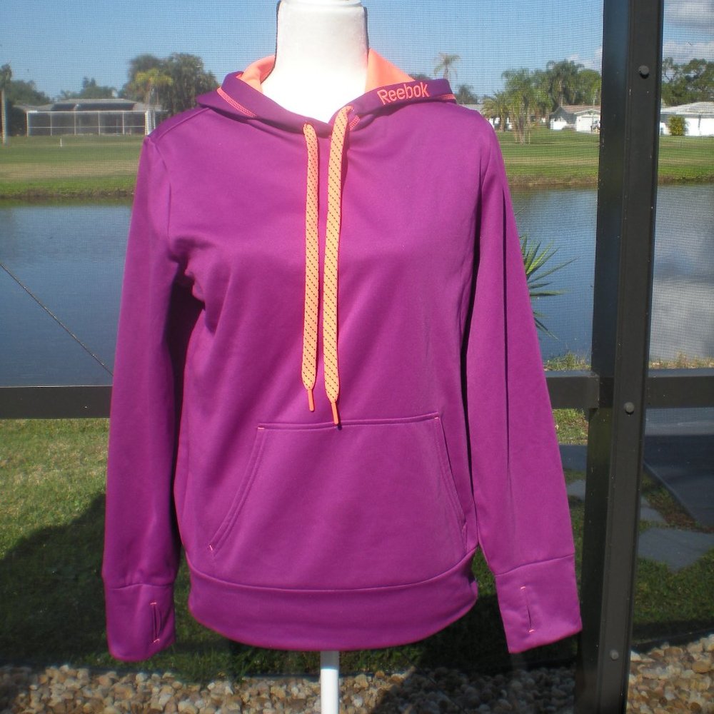 Women's Reebok purple pullover hoodie sweatshirt Athleisure Track School SZ S